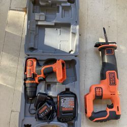 Black & Decker Saw, Drill, Battery, Charger, Case