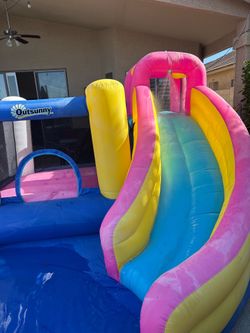Bounce house with waterslide