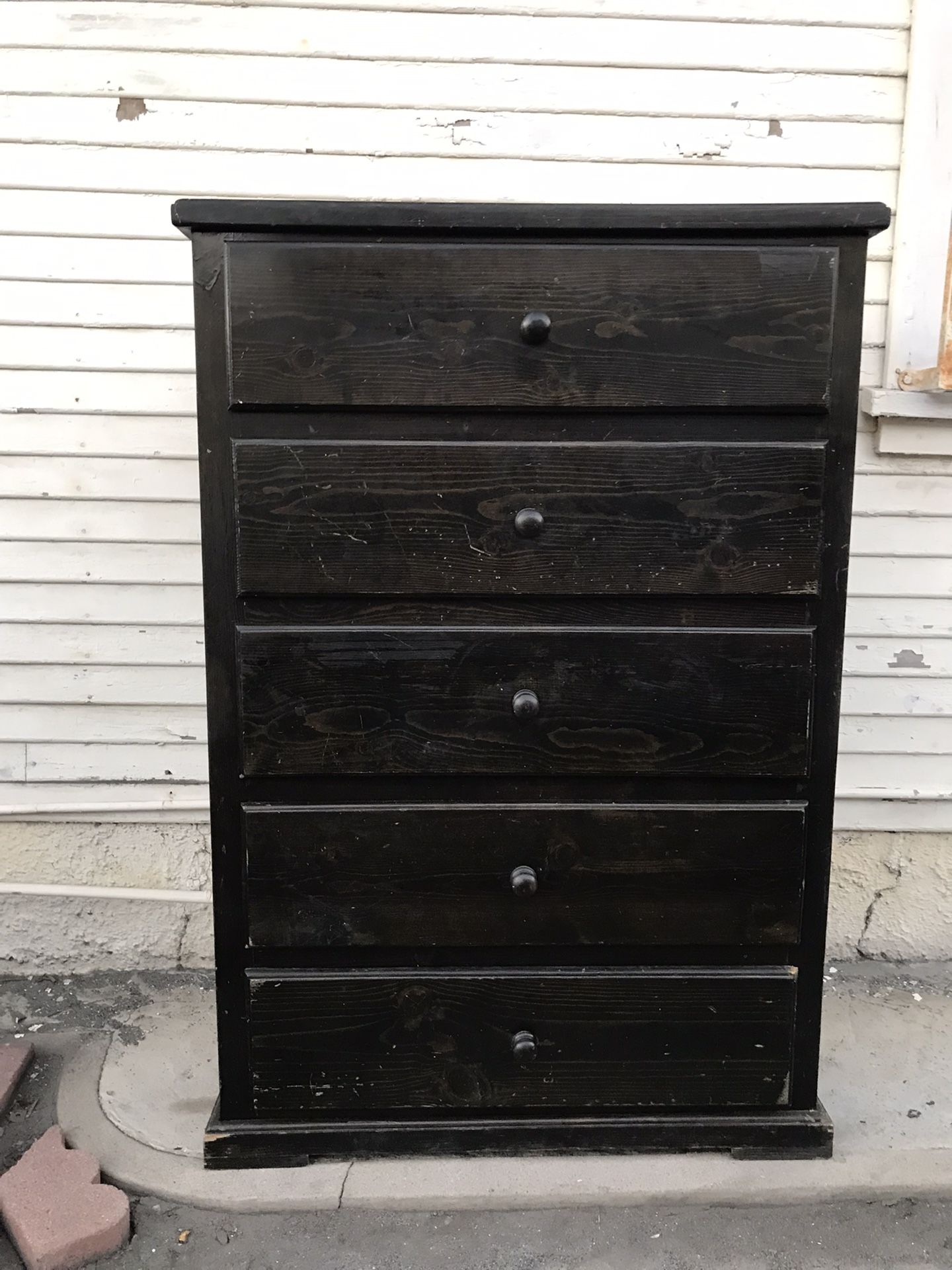 Solid Wood 5 Drawer Dresser Large Size (black stain finishes)