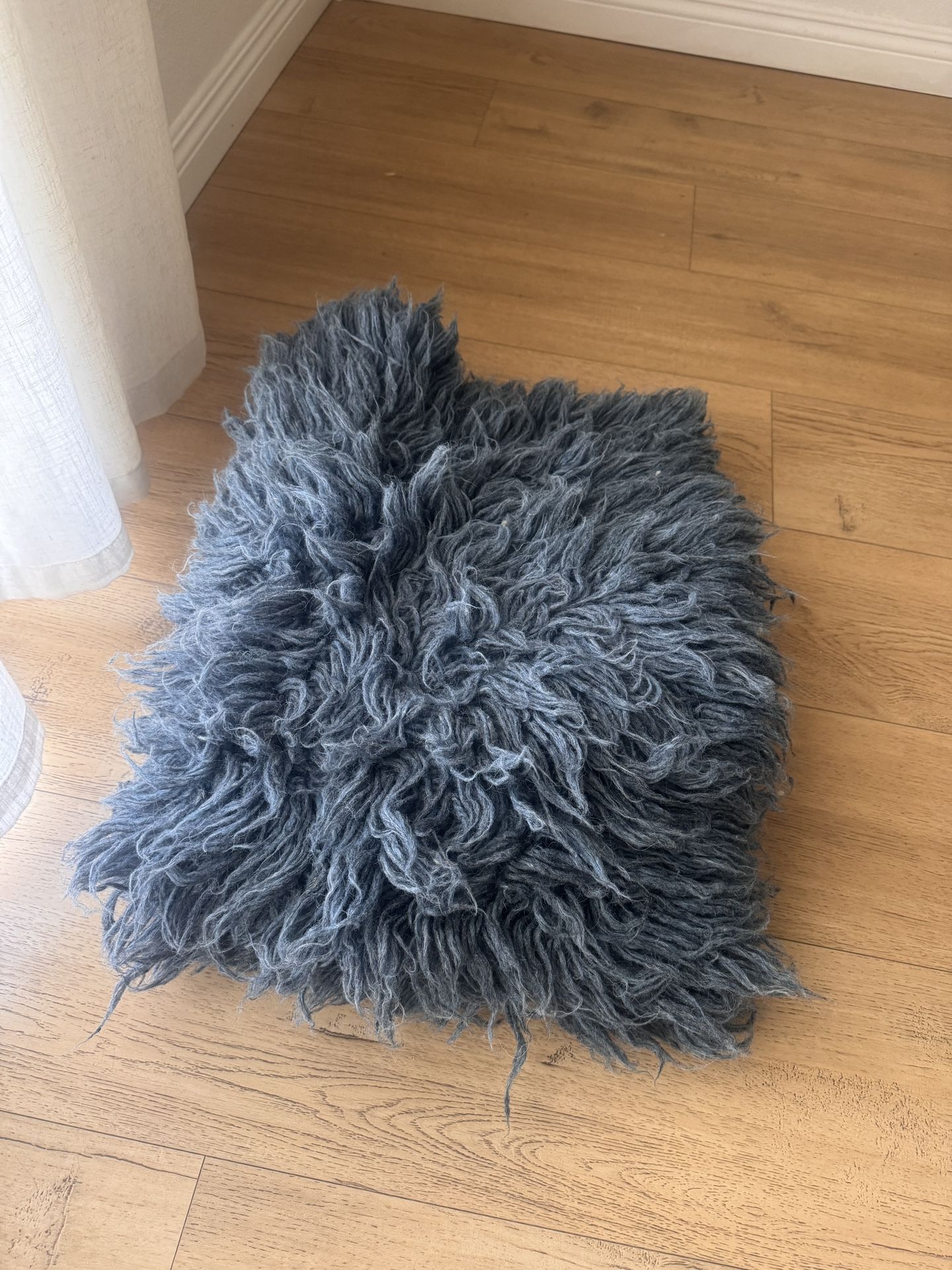 Jean Blue Wool Flokati Rug
