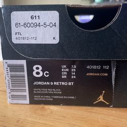 JORDAN 9 RETRO BT