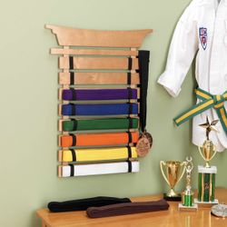 Martial Arts Wooden Belt Holder Hanging Display 