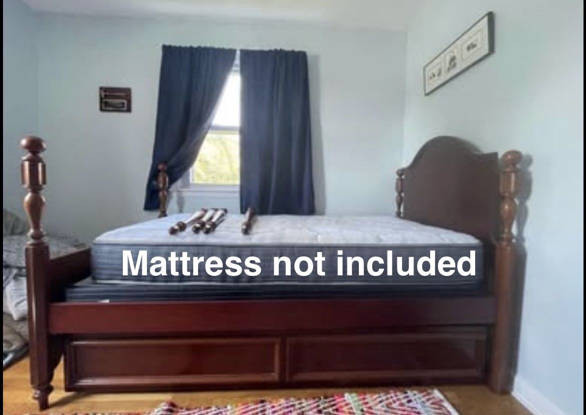 Solid Cherry Wood Twin sized Trundle Bed (ONLY TRUNDLE Mattress included. NOT Top Mattress)