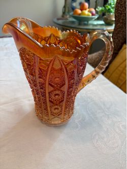 Marigold Carnival Glass Pitcher