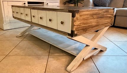 Rustic Wood Coffee Table with Drawers