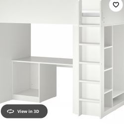 Loft Bed Frame,desk And Storage , White ,Twin 