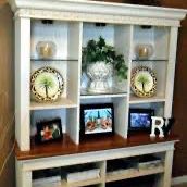2 Piece Lighted Christopher Lowell Shore Display Hutch and Credenza Bookcase