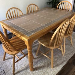 Home Gallery - Tile top dining table Including 6 Chairs