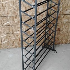 10-Tier Rolling Shoe Organizer Rack, Steel Frame Holds 50 Pairs , 62"HX36"LX9.5"W, Shoe Rack