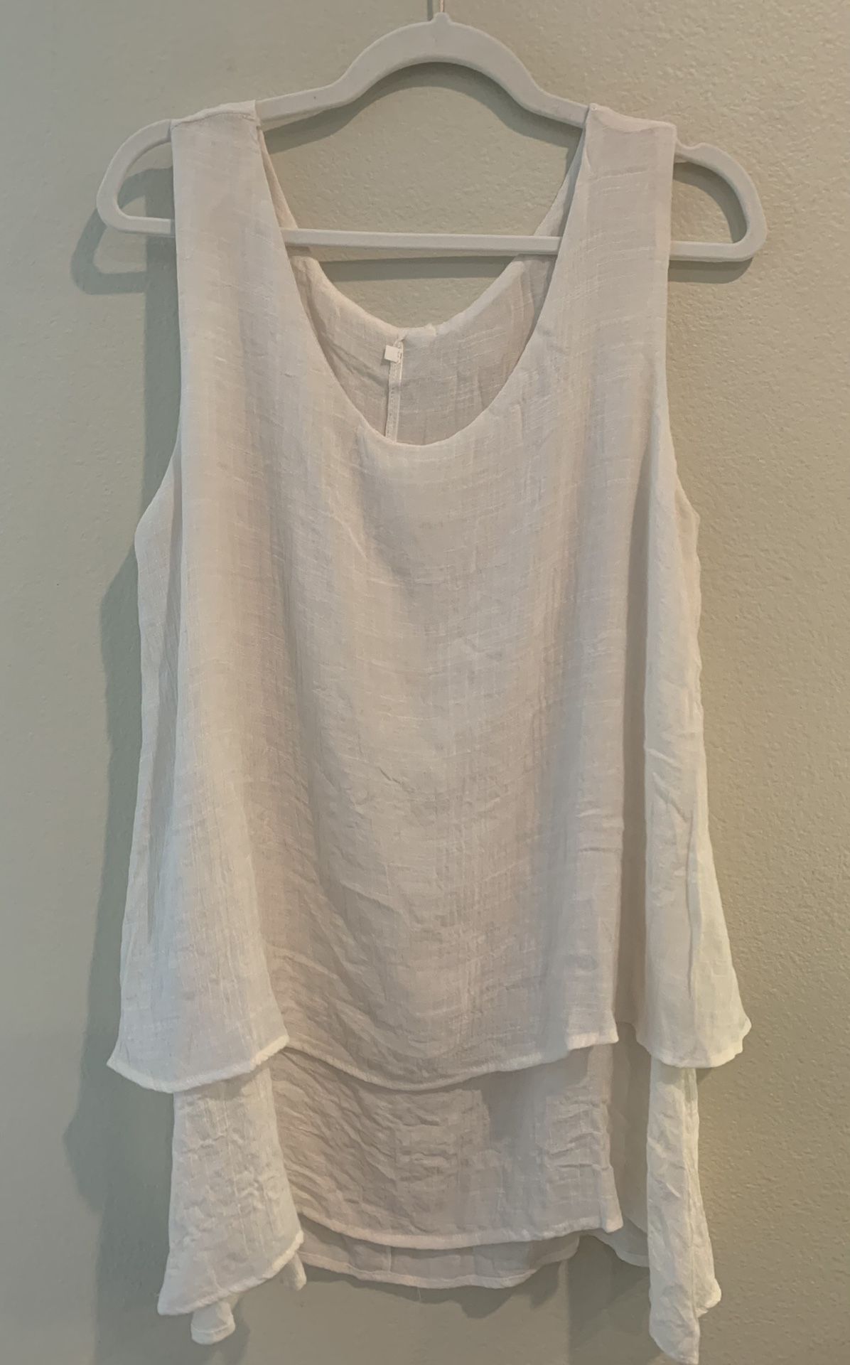 NWOT White Tank Top Semi-Sheer, 2 layer Women’s Sz XL