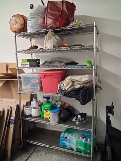 6 Tier stainless steel Shelving Unit with moving wheels and placement mats