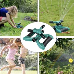 Garden Sprinkler,3 Nozzles Lawn Sprinklers, 360°Automatic Rotating Water