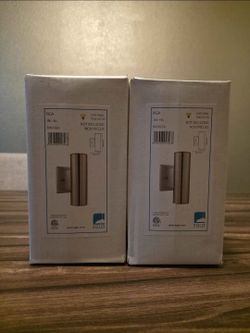 Eglo Riga 2-Light Stainless Steel Outdoor Wall Sconce – Set of 2 (New)