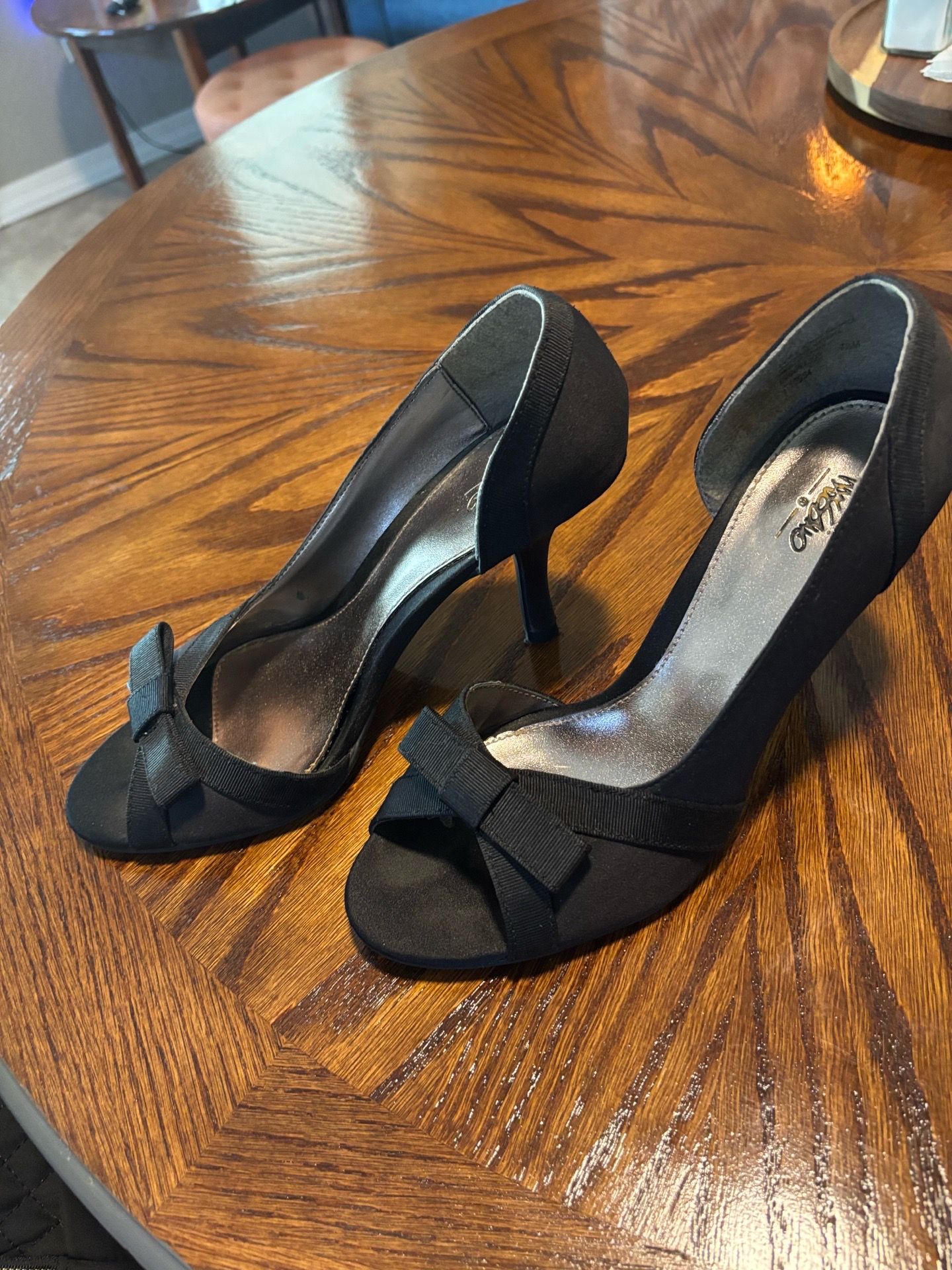Black peep toe high heels size 7 1/2