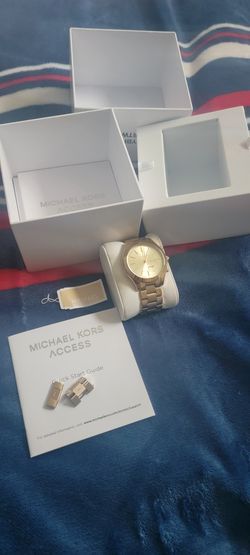 Access Women's Slim Runway Hybrid Gold-Tone Stainless Steel Bracelet Smart Watch 42mm MKT4002
