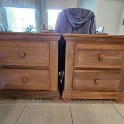 Wooden Night Stands And Wall Hanger