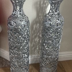 2 Tall Siver Vase