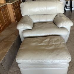 Leather Chair and Ottoman 