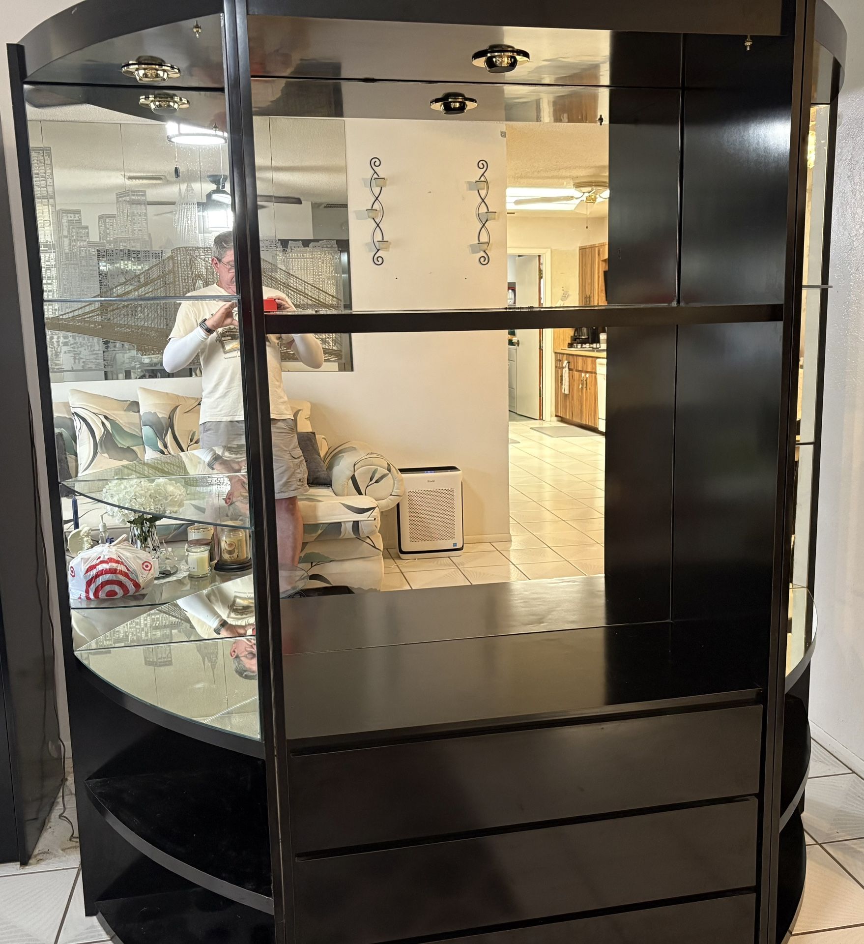 Three piece black mirrored hutch *FREE*