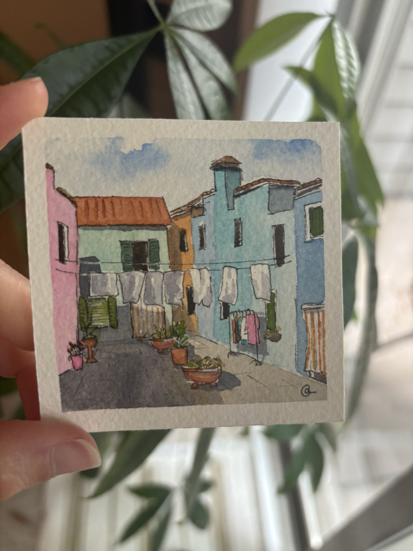 Mini Venice Italy 3x3” Original Watercolor Painting