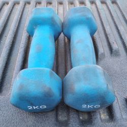 2 Kg 4.4 Lb Rubber Coated Dumbbells 8.8 Lb Total Weight
