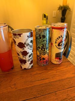 Skull Print Stainless Steel Tumblers Set of 4