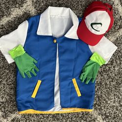 Pokemon Trainer Ash Ketchum Costume - Jacket Hat Gloves Set Pokemon Trainer