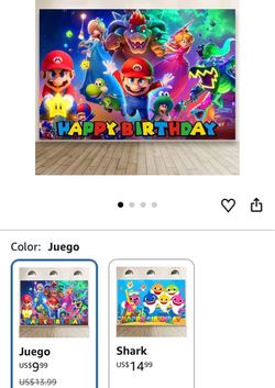 Super Mario Happy Birthday Party Backdrop