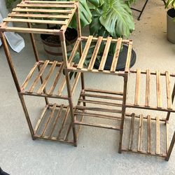 Plant stand wooden tiered outside