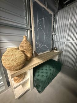 Large wooden console with accessories
