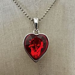 Red Rhinestone Heart Pendant Necklace 