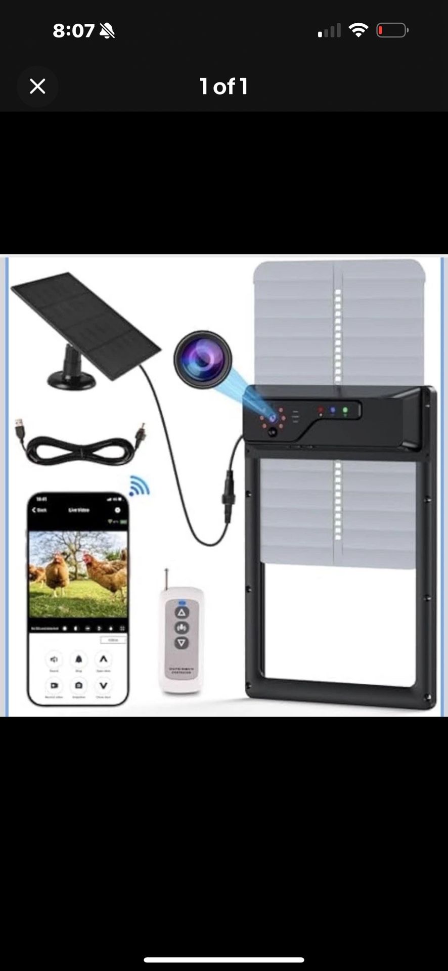 CLUCKTECH Automatic Chicken Coop Door with 1080p Camera Solar Powered - 5000mAh