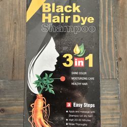 Black Hair Dye Shampoo  3 In 1 Shine Color 