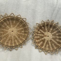Two Woven Starburst Baskets 