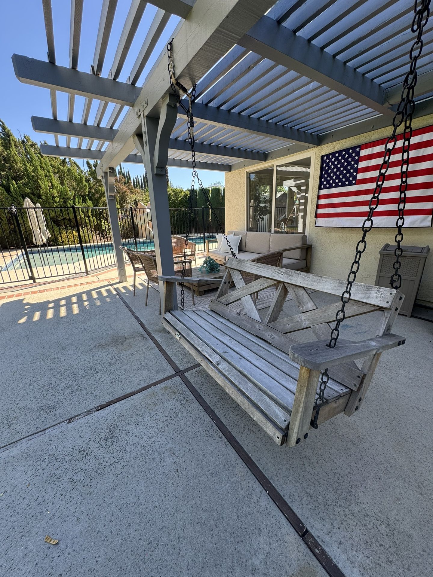 Wooden Porch Swing W/chains