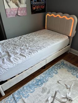 Twin bed frame and mattress