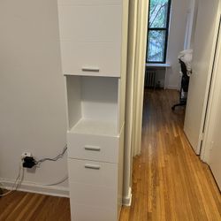 5-Drawer Dresser & Slim White Standing Cabinet