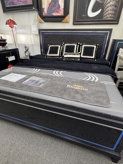 Black Queen Bed W/LED Light (Mattress is not Included)