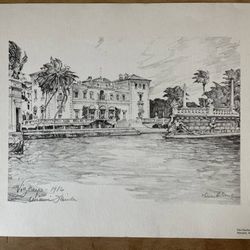 1975 The Charles H Overlay Studio Pencil Print Vizcaya 1916
