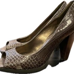 Nine West Shoes | Nine West Brown Snakeskin Heels | Color: Brown | Size: 6