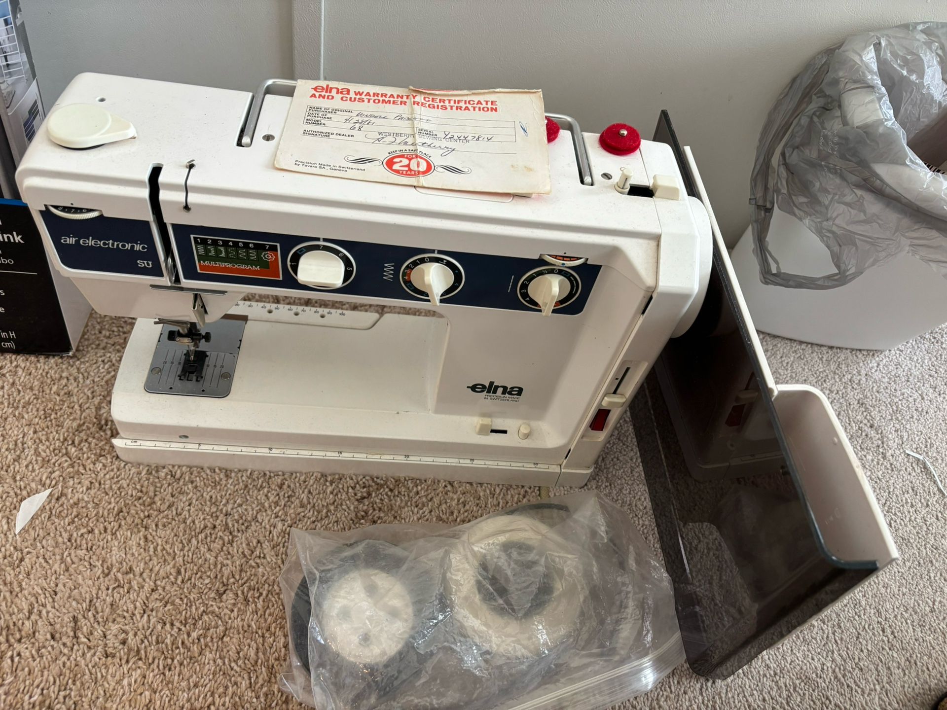 Elna Swiss Sewing Machine Model 68 W Book Extras Air Powered