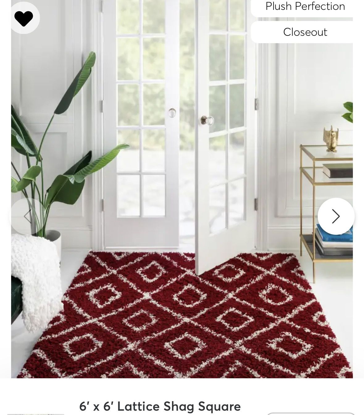 6x6 Maroon Shag Rug BRAND NEW UNOPENED