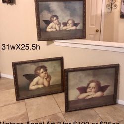 Raphael's Cherubs-Angel Paintings Victorian framed art-Vintage 
