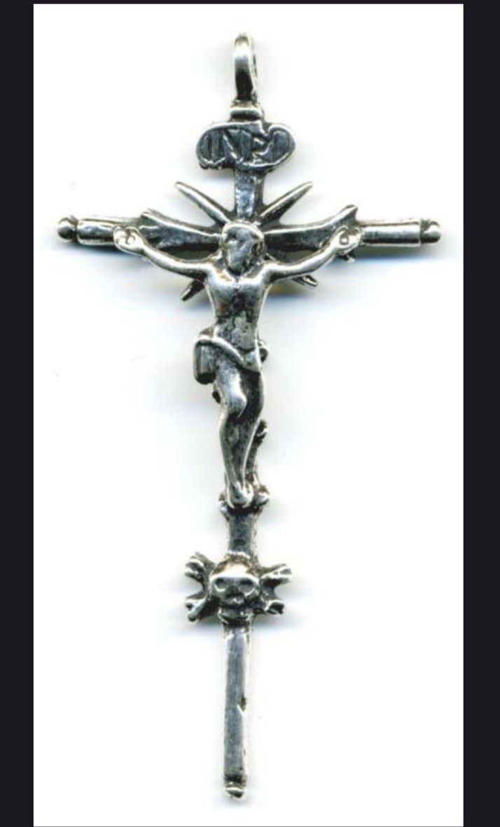 Unique 925 Sterling Silver Crucifix Crossbones Christian Catholic (2 3/8")
