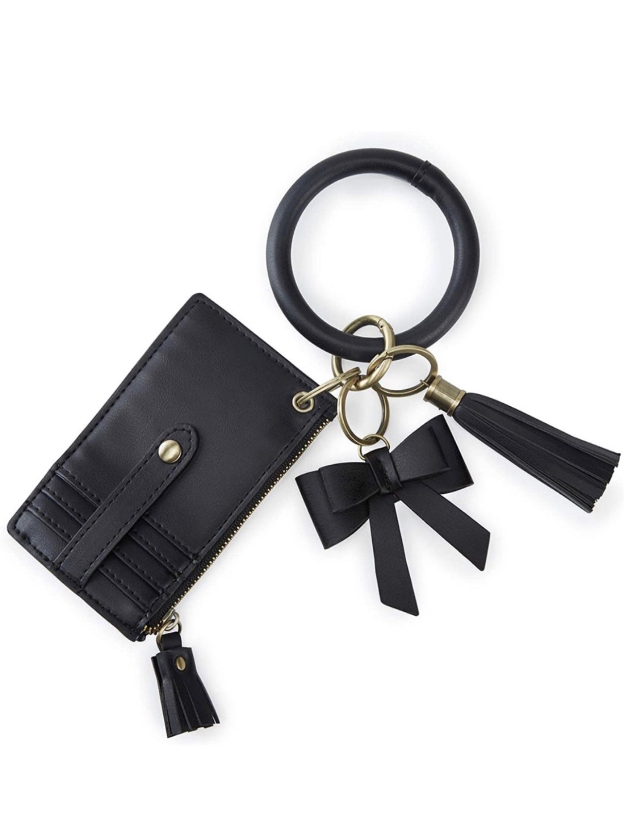 Wristlet Keychain Key Ring Wallet Bracelets Card Holder Purse with Tassel