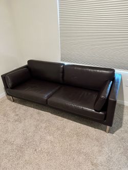 Modern Pleather Dark Brown Couch Good Condition