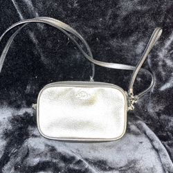 Official Coach Silver/Grey Purse W/Shoulder Strap- 5 Pocket