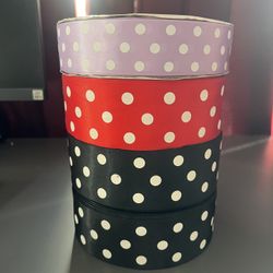 5cm Polka Dot Polyester Ribbon – 100 Yards Roll | Red / Black | Clearance $15