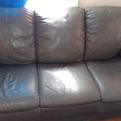 Suede Love Seat And Leather Couch 