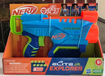 (NEW) (2 AVAILABLE) NERF ELITE JUNIOR EXPLORER EASY-PLAY TOY FOAM BLASTER - 8 DARTS